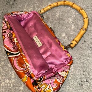 Banana Republic | Stylish Pink and Orange Women's Bag with Bamboo Handle